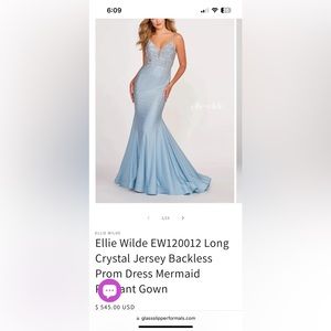 Blue mermaid Ellie Wilde prom dress size 6